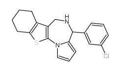 4H-(1)Benzothieno(3,2-f)pyrrolo(1,2-a)(1,4)diazepine, 5,6,7,8,9,10-hex ahydro-4-(3-chlorophenyl)-结构式