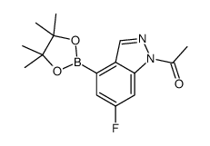 1-[6-fluoro-4-(4,4,5,5-tetramethyl-1,3,2-dioxaborolan-2-yl)indazol-1-yl]ethanone structure