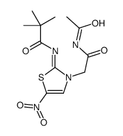 N-[3-(2-acetamido-2-oxoethyl)-5-nitro-1,3-thiazol-2-ylidene]-2,2-dimethylpropanamide结构式