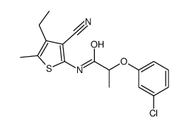 2-(3-chlorophenoxy)-N-(3-cyano-4-ethyl-5-methylthiophen-2-yl)propanamide结构式