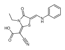 2-CYANO-2-(3-ETHYL-4-OXO-5-((PHENYLAMINO)METHYLENE)THIAZOLIDIN-2-YLIDENE)ACETIC ACID structure