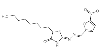 2-[(2Z)-2-[(5-nitro-2-furyl)methylidene]hydrazinyl]-5-octyl-1,3-thiazol-4-one结构式