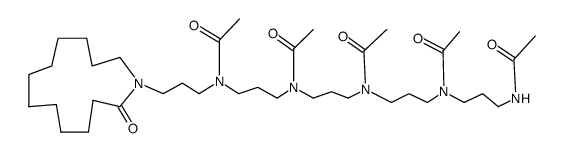 N-[3-[Acetyl[3-(acetylamino)propyl]amino]propyl]-N-[3-[acetyl[3-[acetyl[3-(2-oxoazacyclotridecan-1-yl)propyl]amino]propyl]amino]propyl]acetamide structure