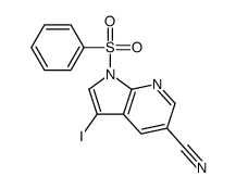 3-碘-1-(苯基磺酰基)-1H-吡咯并[2,3-b]吡啶-5-甲腈结构式