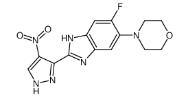 6-fluoro-5-morpholin-4-yl-2-(4-nitro-1H-pyrazol-3-yl)-1H-benzimidazol Structure