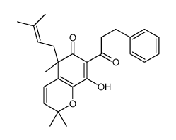 8-hydroxy-2,2,5-trimethyl-5-(3-methylbut-2-enyl)-7-(3-phenylpropanoyl)chromen-6-one结构式