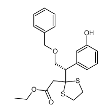 (S)-ethyl 5-benzyloxy-3,3-ethylendithio-4-<3-(hydroxy)phenyl>pentanoate Structure