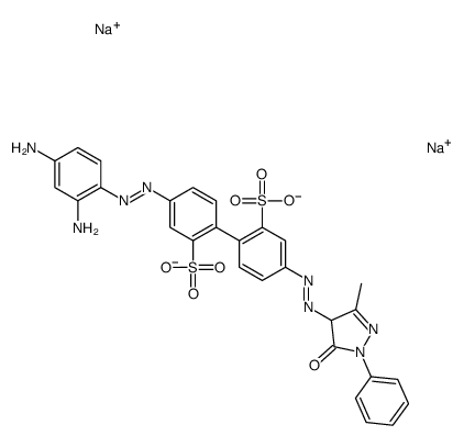 disodium 4-[(2,4-diaminophenyl)azo]-4'-[(4,5-dihydro-3-methyl-5-oxo-1-phenyl-1H-pyrazol-4-yl)azo][1,1'-biphenyl]-2,2'-disulphonate structure