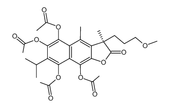 (R)-5,6,8,9-Tetraacetoxy-7-isopropyl-3-(3-methoxypropyl)-3,4-dimethylnaphtho<2,3-b>furan-2(3H)-one结构式