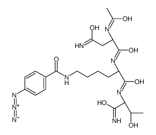 (2R)-2-acetamido-N-[(2S)-1-[[(2R,3R)-1-amino-3-hydroxy-1-oxobutan-2-yl]amino]-6-[(4-azidobenzoyl)amino]-1-oxohexan-2-yl]butanediamide Structure