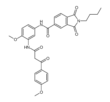 2-Butyl-1,3-dioxo-2,3-dihydro-1H-isoindole-5-carboxylic acid {4-methoxy-3-[3-(4-methoxy-phenyl)-3-oxo-propionylamino]-phenyl}-amide Structure