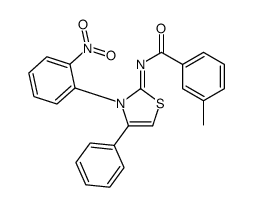 3-methyl-N-[3-(2-nitrophenyl)-4-phenyl-1,3-thiazol-2-ylidene]benzamide Structure