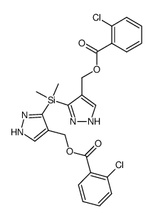 ((dimethylsilanediyl)bis(1H-pyrazole-3,4-diyl))bis(methylene) bis(2-chlorobenzoate) Structure