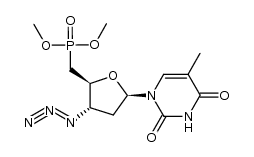 1-[3',5'-dideoxy-3'-azido-5'-(dimethylphosphono)-β-D-erythro-pentofuranosyl]thymine Structure