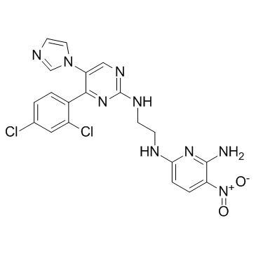 N6-[2-[[4-(2,4-二氯苯基)-5-(1H-咪唑-1-基)-2-嘧啶基]氨基]乙基]-3-硝基-2,6-吡啶二胺结构式