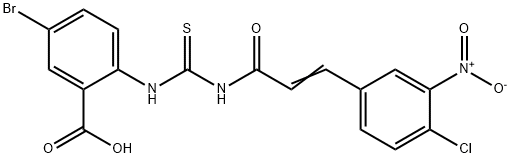 5-bromo-2-[[[[3-(4-chloro-3-nitrophenyl)-1-oxo-2-propenyl]amino]thioxomethyl]amino]-benzoic acid Structure