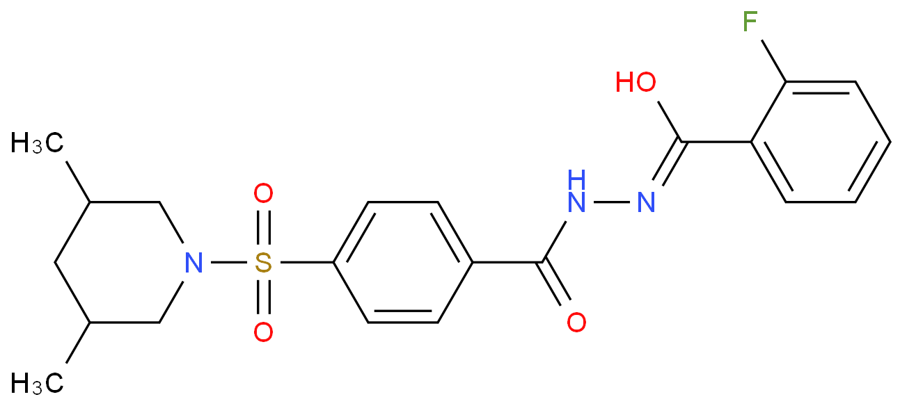 N'-[[4-[(3,5-dimethyl-1-piperidinyl)sulfonyl]phenyl]-oxomethyl]-2-fluorobenzohydrazide Structure