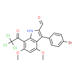 1H-Indole-2-carboxaldehyde,3-(4-bromophenyl)-4,6-dimethoxy-7-(trichloroacetyl)- (9CI)结构式