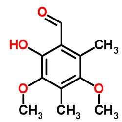 2-HYDROXY-3,5-DIMETHOXY-4,6-DIMETHYL-BENZALDEHYDE结构式