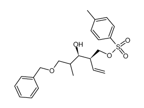 (3R,4S)-1-(benzyloxy)-3-hydroxy-2-methyl-4-((((4-methylphenyl)sulfonyl)oxy)methyl)-5-hexene结构式