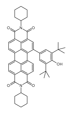 2,9-dicyclohexyl-5-(3,5-di-tert-butyl-4-hydroxyphenyl)anthra[2,1,9-def:6,5,10-d'e'f']diisoquinoline-1,3,8,10(2H,9H)-tetraone结构式