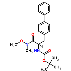 2-Methyl-2-propanyl {(2R)-3-(4-biphenylyl)-1-[methoxy(methyl)amino]-1-oxo-2-propanyl}carbamate结构式