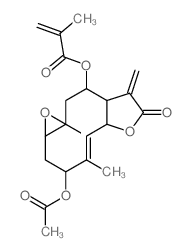 2-Propenoic acid,2-methyl-,(1aR,3S,4E,5aR,8aR,9R,10aS)-3-(acetyloxy)-1a,2,3,5a,7,8,8a,9,10,10a-decahydro-4,10a-dimethyl-8-methylene-7-oxooxireno[5,6]cyclodeca[1,2-b]furan-9-ylester, rel- (9CI)结构式