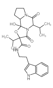 10b-hydroxy-2,5-diisopropyl-3,6-dioxo-octahydro-oxazolo[3,2-a]pyrrolo[2,1-c]pyrazine-2-carboxylic acid 2-indol-3-yl-ethylamide结构式