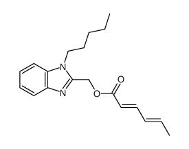 (2E,4E)-Hexa-2,4-dienoic acid 1-pentyl-1H-benzoimidazol-2-ylmethyl ester Structure