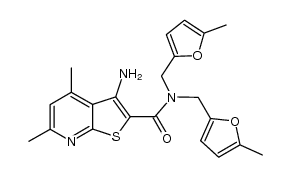 N2,N2-di-(5-methyl-2-furylmethyl)-3-amino-4,6-dimethylthieno[2,3-b]pyridine-2-carboxamide Structure