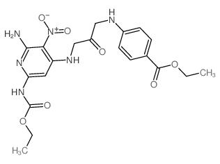 Benzoic acid,4-[[3-[[2-amino-6-[(ethoxycarbonyl)amino]-3-nitro-4-pyridinyl]amino]-2-oxopropyl]amino]-,ethyl ester结构式