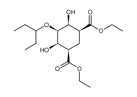 all-cis-5-(1-ethylpropoxy)-4,6-dihydroxycyclohexane-1,3-dicarboxylic acid diethyl ester Structure