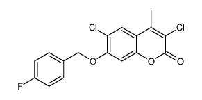 3,6-Dichloro-7-[(4-fluorobenzyl)oxy]-4-methyl-2H-chromen-2-one结构式