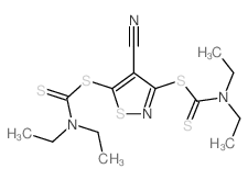 1-[4-cyano-3-(diethylthiocarbamoylsulfanyl)thiazol-5-yl]sulfanyl-N,N-diethyl-methanethioamide structure