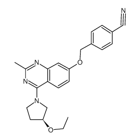 (S)-4-[4-(3-ethoxy-pyrrolidin-1-yl)-2-methyl-quinazolin-7-yloxymethyl]-benzonitrile结构式