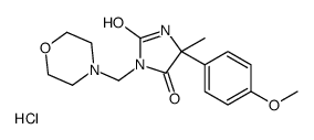 5-(4-methoxyphenyl)-5-methyl-3-(morpholin-4-ium-4-ylmethyl)imidazolidine-2,4-dione,chloride Structure