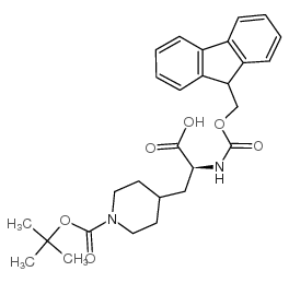 (S)-2-((((9H-芴-9-基)甲氧基)羰基)氨基)-3-(1-(叔丁氧羰基)哌啶-4-基)丙酸结构式