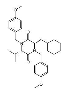 (3S,6S)-N,N'-bis(4-methoxybenzyl)-3-isopropyl-6-(cyclohexylmethyl)piperazine-2,5-dione结构式