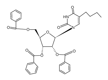 2',3',5'-tri-O-benzoyl-5-n-butyluridine结构式