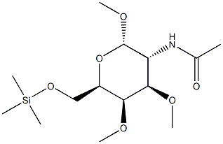 Methyl 2-(acetylamino)-3-O,4-O-dimethyl-6-O-(trimethylsilyl)-2-deoxy-α-D-galactopyranoside结构式