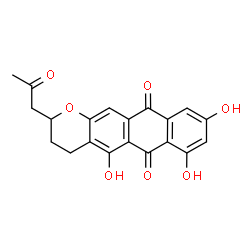 3,4-Dihydro-5,7,9-trihydroxy-2-(2-oxopropyl)-2H-anthra[2,3-b]pyran-6,11-dione结构式