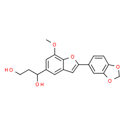 (-)-1-[2-(1,3-Benzodioxol-5-yl)-7-methoxybenzofuran-5-yl]-1,3-propanediol结构式