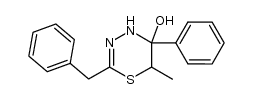 2-benzyl-6-methyl-5-phenyl-5,6-dihydro-4H-[1,3,4]thiadiazin-5-ol结构式