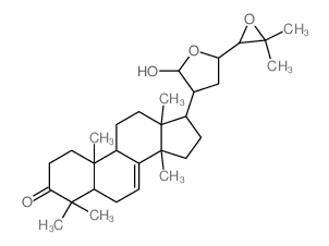 Lanost-7-en-3-one, 21,23:24,25-diepoxy-21-hydroxy-, (13alpha,14beta,17alpha,20S,21R,23R,24R)- Structure