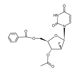 1-(O3-acetyl-O5-benzoyl-2-fluoro-β-D-2-deoxy-arabinofuranosyl)-1H-pyrimidine-2,4-dione结构式