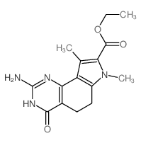 ethyl 2-amino-7,9-dimethyl-4-oxo-5,6-dihydro-1H-pyrrolo[2,3-h]quinazoline-8-carboxylate结构式