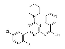 3-Pyridinecarboxamide, N-(4-(2,5-dichlorophenyl)-6-(1-piperidinyl)-1,3 ,5-triazin-2-yl)- Structure