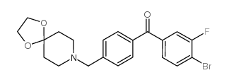 4-溴-4'-[8-(1,4-二恶-8-氮杂螺-[4.5]癸基)甲基]-3-氟苯甲酮结构式