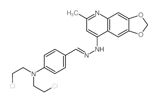 Benzaldehyde, 4-[bis(2-chloroethyl)amino]-, (6-methyl-1,3-dioxolo[4,5-g]quinolin-8-yl)hydrazone structure