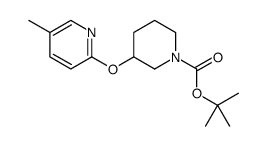 3-[(5-甲基-2-吡啶基)氧基]-1-哌啶甲酸叔丁酯结构式